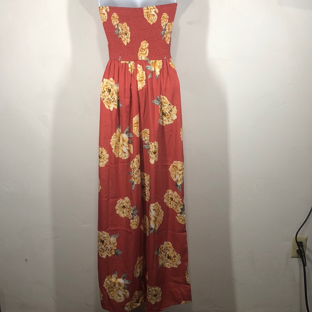 NWT Band of Gypsies red floral jumpsuit size small - Picture 5 of 7